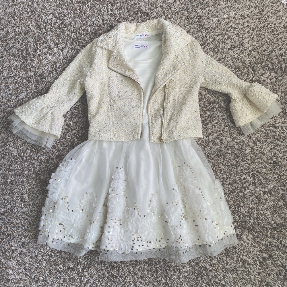 White and gold dress with jacket